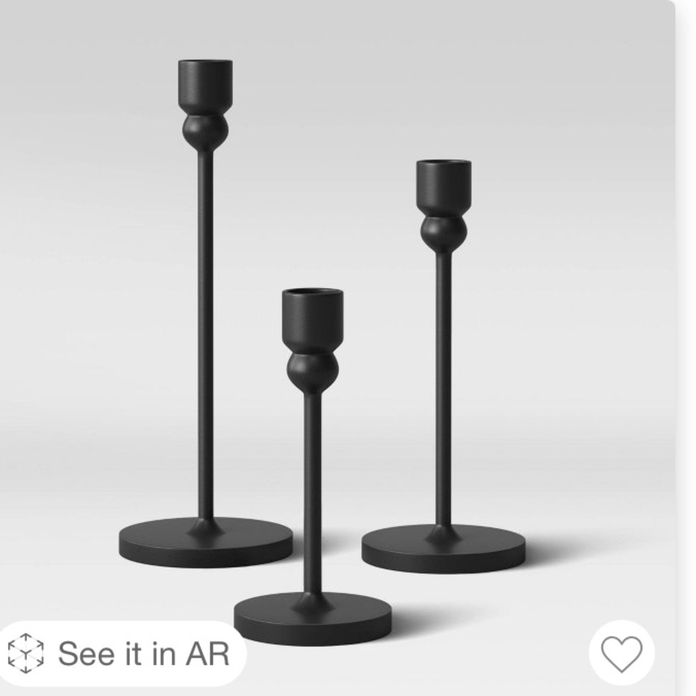 3 pc black taper candle holders